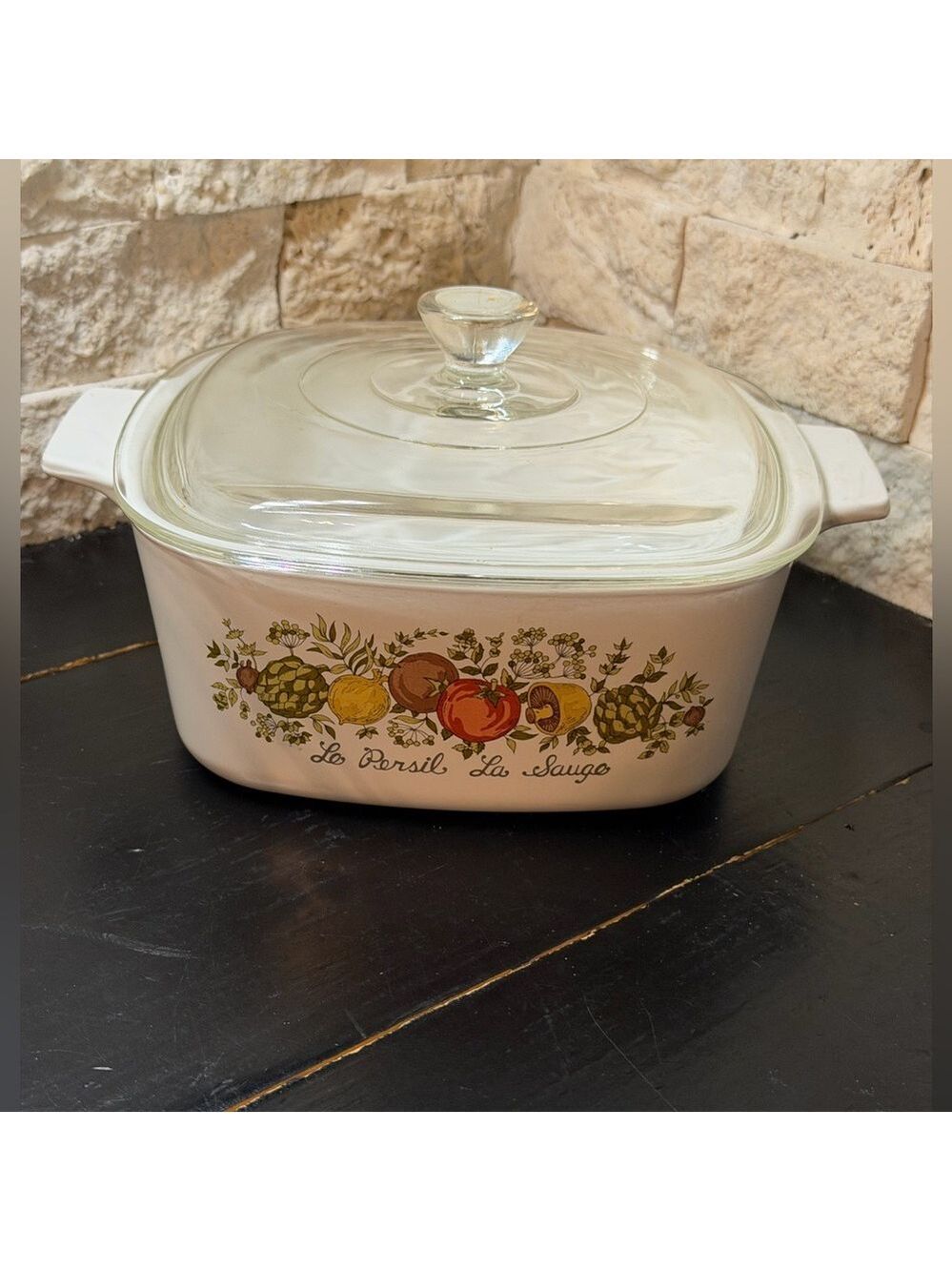 CORNINGWARE VINTAGE 1970's SPICE OF LIFE LE PERSIL LA SAUGE A-1 1/2-B, 1.5QT
